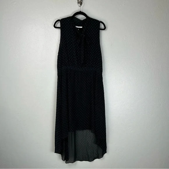 Avec Les Filles High Low Dress Black Sleeveless Bow Neck Size XL - Picture 2 of 9
